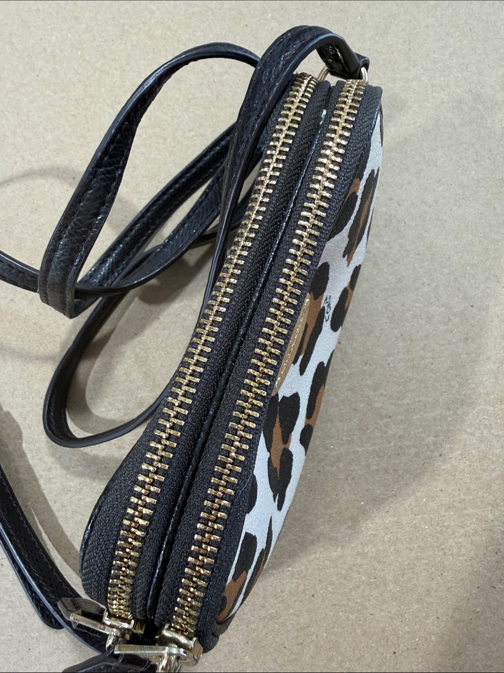 Coach Leopard Spot Crossbody Bag in White, Black & Brown - Picture 3 of 6
